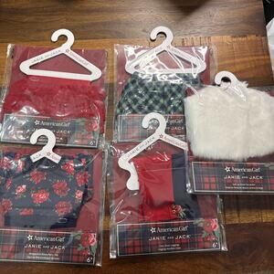 NEW American Girl Doll x Janie and Jack Top, 2 Skirts, Fur Jacket, Leggings Set